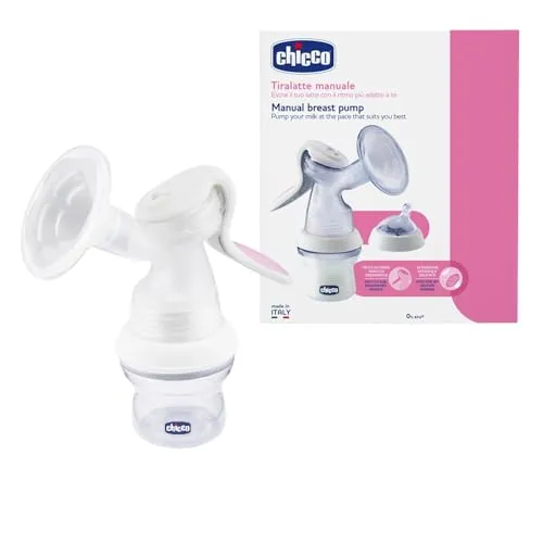 Chicco Natural Feeling Handmilchpumpe, Komfortable und Schnelle Stillpumpe, Einfaches Abpumpen der Milch, Ergonomische Form, mit Geneigtem Sauger und Hermetischem Deckel, Wird zur Babyflasche - 150 ml