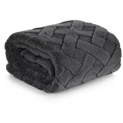 Wohndecke CARO, Design91, Karierte Kuscheldecke ideales Geschenk Weiche, warme Decke grau 170 cm x 210 cm