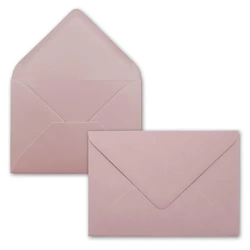 100x Briefumschläge B6-17,5 x 12,5 cm - Alt-Rosa - Nassklebung mit spitzer Klappe - 120 g/m² - Für Hochzeit, Gruß-Karten, Einladungen