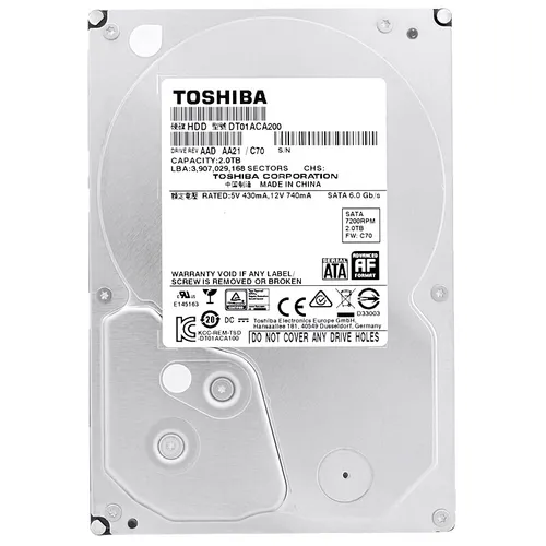 Toshiba DT01ACA 2TB - Hochleistungs NAS Festplatte - Festplatten: Toshiba DT01ACA 2TB, ideal für NAS-Systeme, bietet hohe Datensicherheit und schnelle SATA 6Gb/s Übertragungsraten.