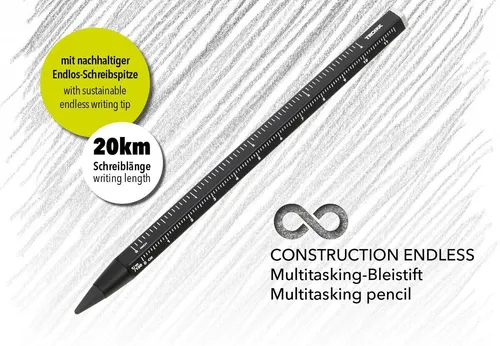 Multitasking Bleistift Endlosmine radierbar unzerbrechlich aluminium schwarz