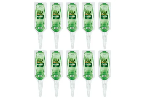 Chrysal Pflanzendünger Grünpflanzen und Palmen Vitalkur, 10x 30 ml - Chrysal Vitalkur für Grünpflanzen und Palmen sorgt für kräftiges Wachstum und stärkt die Blätter. Praktischer Blister mit allen nötigen Nährstoffen, ideal für eine einfache Anwendung. Wirkung hält 4-6 Wochen an.