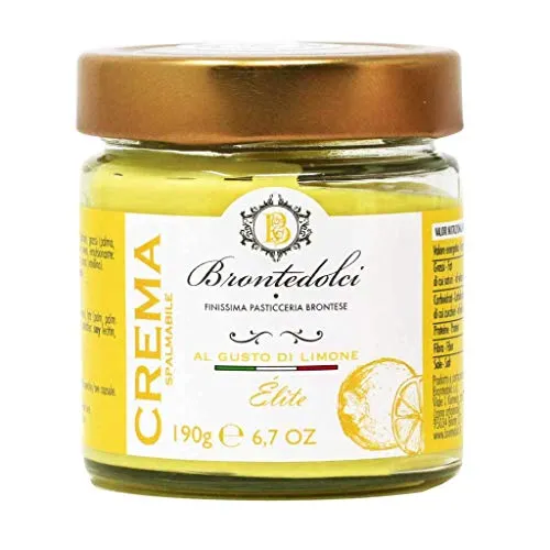 Brontedolci Crema Spalmabile al gusto di Limone Streichcreme mit Zitronengeschmack 190g in Glas aus Sizilien mit italienischen Zitronen