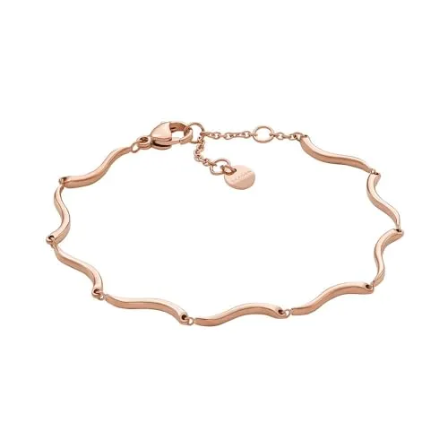 Skagen Damen-Gliederarmband Essential Waves aus Edelstahl in Roségold, SKJ1787791 - Elegantes Armband für Damen aus poliertem Edelstahl, perfekt für jeden Anlass und mit praktischem Karabinerverschluss.