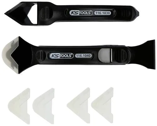 KS-Tools Fugenmesser 116.1050 Fugenfix Set 7-teilig - Fliesenlegerwerkzeuge: 7-teiliges Set für präzises Entfernen und Erstellen von Silikonfugen, inklusive Fugenglätter und 5 Adapter für optimale Ergebnisse ohne Abkleben.