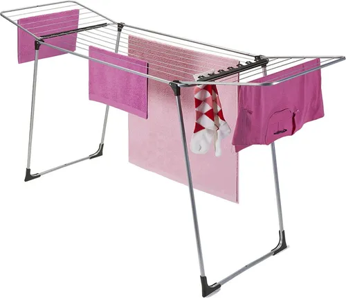 Metaltex Hydra Wäscheständer mit Sockenhalterung - Wäscheständer mit 18m Trockenlänge, Sockenhalterung und aus langlebigem, epoxidbeschichtetem Stahlrohr. Ideal für platzsparendes Trocknen und leicht zusammenklappbar.