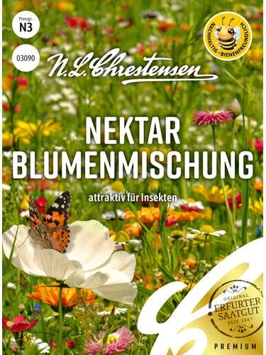 Nektar Blumenmischung, N.L. Chrestensen Blumensamen Mischung, Saatgut insektenfreundlich, Sommerblumen, Blumen Samen, Blumenwiese für Schmetterlinge