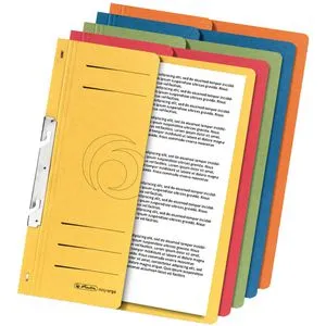 Herlitz Einhakhefter 5976055, A4, farbig sortiert, kaufmännische Heftung, halber Deckel, 5 Stück
