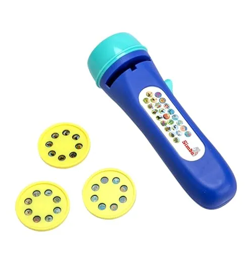 Simba Light Projector Tiere 105954676 - projiziert farbige Bilder, 3 Scheiben mit je 8 Motiven, ideal für Kinder ab 3 Jahren