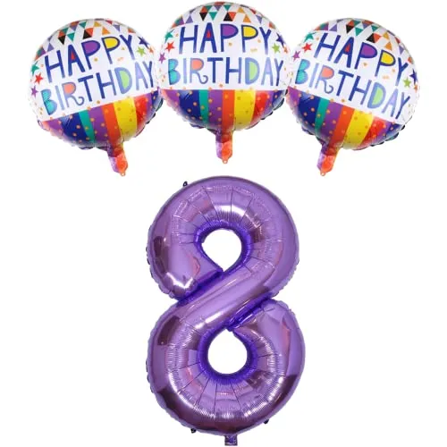 DIWULI Geburtstagsdeko 8 Jahre - Happy Birthday Zahl Set