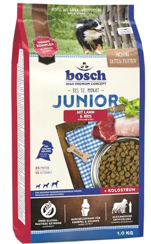 bosch HPC Junior mit Lamm Reis - 3 kg Hundetrockenfutter für ernährungssensible Welpen, glutenfrei und mit Immun-Komplex für starke Abwehrkräfte