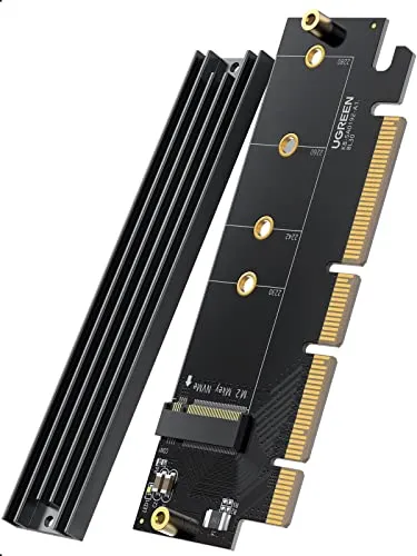 UGREEN PCIe 4.0 x16 auf M.2 NVMe Adapter (CM465) - Festplattenadapter für schnelle Datenübertragung von bis zu 64 Gbit/s, kompatibel mit NVMe M.2-Laufwerken und ideal für Gaming und professionelle Anwendungen.