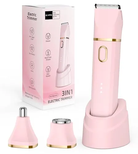 Rasierer Damen,3-In-1 Intimrasierer für Frauen,Gesichtshaarentferner für Frauen und Nasenhaartrimmer für Frauen,Beine, Arme und Nasen