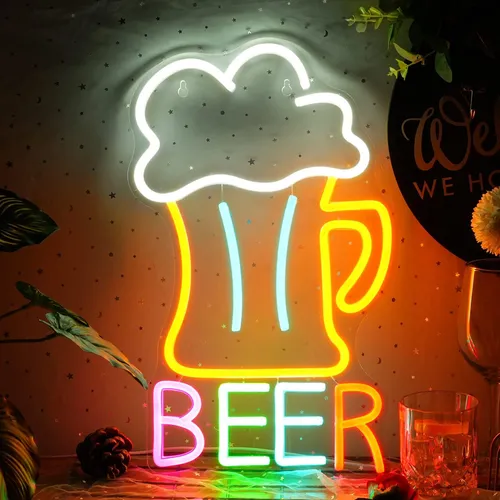 USB BEER LED-Neonschild - Nachtlichter - Dimmbares und farbenfrohes Neonlicht für eine stimmungsvolle Raumdekoration, ideal für Partys und als Geschenk.