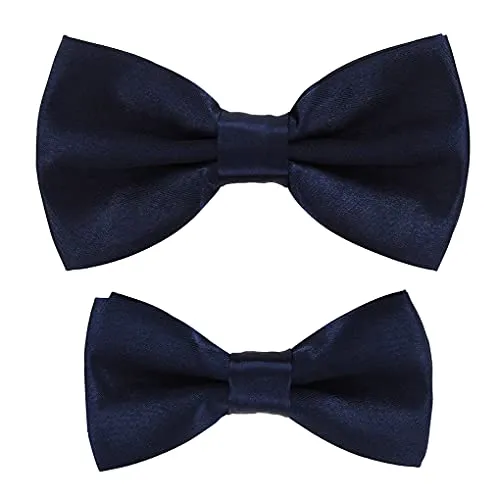 axy Vater-Sohn Partnerlook Fliege Schleife, bereits gebunden, Konfirmation verstellbar in verschiedenen Farben FLIP1 (Schwarzblau)