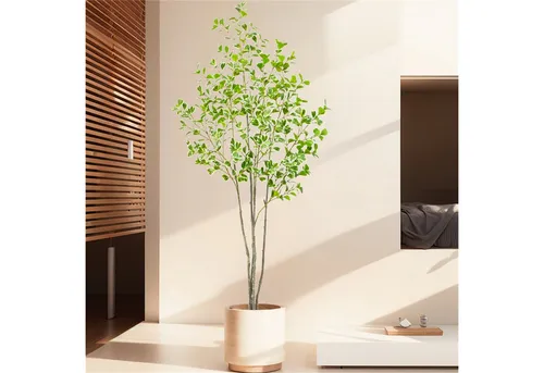 Kunstbonsai Künstlicher Ficus-Baum,Mit glatten und glänzenden Blättern,Pflanzen, GarveeMore, Höhe 120 cm, 120/150/180cm Großer simulierter Ficus-Baum für Wohnzimmer Schlafzimme