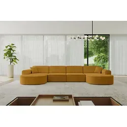 ALTDECOR Ecksofa MARI-U2 - U-Form in Senfgelb - Stilvolles Ecksofa in L-Form, bietet hohen Sitzkomfort und eine praktische Bequeme Funktionsecke. Ideal für gemütliche Abende mit Familie und Freunden, passt perfekt in jede Ecke.