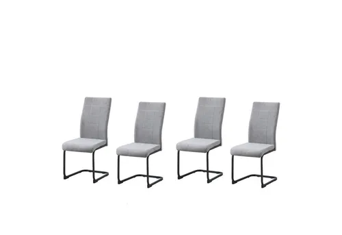 HTI-Line Freischwinger Schwingstuhl 4er-Set Grau LennyP - Freischwinger Esszimmerstuhl im modernen Design, gepolsterte Sitzfläche für hohen Komfort und wippendes Kufengestell für angenehmes Sitzen, ideal für Wohn- und Esszimmer.