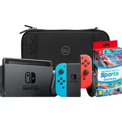 Nintendo Switch Rot/Blau + Nintendo Switch Sports + Bluebuilt Travel Case