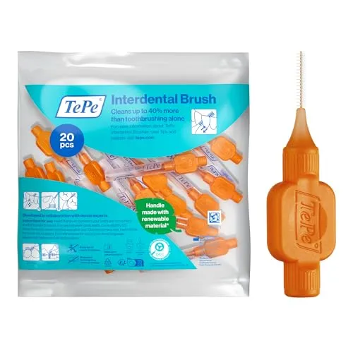20-Pack TePe Interdentalbürsten Original Orange, ISO-Größe 1, 0,45mm, Reinigung der Zahnzwischenräume - Orange