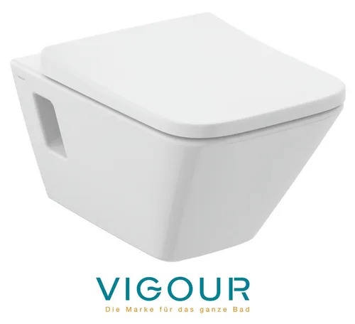 VIGOUR derby Wand Hänge WC Set spülrandlos PflegetectPLUS SoftClose WC-Sitz weiß
