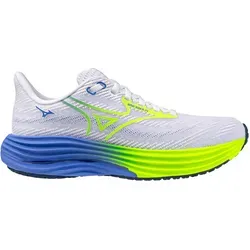 Mizuno WAVE RIDER 29 Damen Laufschuh - White/Lightning Yellow - Damen Laufschuh mit ausgezeichneter Dämpfung und Energieabgabe. Ideal für Anfänger und Marathonläufer, sorgt für einen sanften Übergang und hohen Komfort.