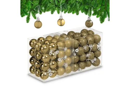 relaxdays Weihnachtsbaumkugel Weihnachtskugeln im 96er Set, gold