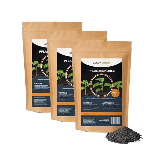 GanzHaus Pflanzenkohle Bodenaktivator Kompostbeschleuniger Wurzelaktivator - Biochar Holzkohlepulver | Aktivkohle für Garten und Pflanzen - 100 % Naturprodukt: Pflanzenkohle ohne Zusatzstoffe für gesunde Böden. Verbessert die Bodenstruktur und speichert Nährstoffe. Ideal für Kompostierung und als natürliche Einstreu. Fördert die mikrobielle Aktivität im Boden.