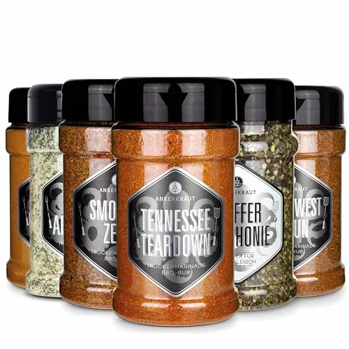 Ankerkraut Besser Grillen Gewürz-Set - Kräuter für BBQ-Fans, 6 aromatische Gewürze für Steak, Hähnchen und mehr, ideal für die nächste Grillparty und ohne Geschmacksverstärker.