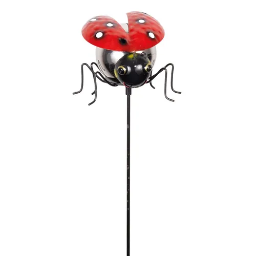 CIM Gartenstecker Edelstahl Marienkäfer Höhe: 91cm Garten Deko Metall Beet Kugel