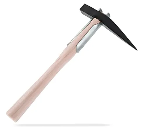 Spitzhammer mit Holzgriff für Dachdecker - Handgeschmiedeter Klauenhammer mit gerauhter Schlagfläche und Kopfsicherung, ideal für Dachdecker und Zimmerleute - Gesamtlänge: 300 mm, Gewicht: 460 g.