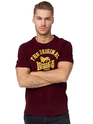 Lonsdale Unisex T-shirt Slim Fit Original Langarmshirt, Altmodisches Weinrot, XL EU