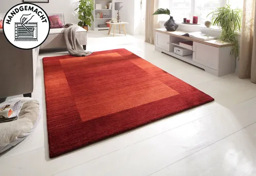 THEKO Wollteppich Gabbeh Super - Handgewebter Schurwollteppich - Flachgewebe-Teppiche, aus reiner Schurwolle, handgefertigt und mit fröhlichem Farbspiel, perfekt für Wohnzimmer und Schlafzimmer.