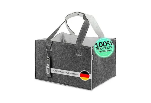 Tanndesign Einkaufskorb Einkaufs- & Kaminholzkorb Filz 31L, aus recycelten PET, Hell-Grau, 31 l, Filz-Tragetasche aus recycelten PET-Flaschen