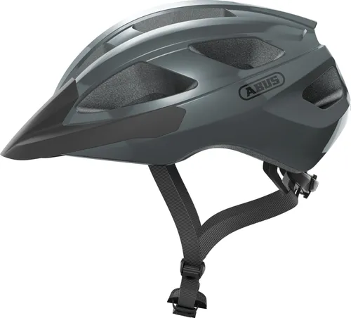 ABUS 67330 Fahrradhelm, Grau (Race Grey), L (58-62 cm) - Fahrradhelm mit In-Mold Technologie für hohe Sicherheit und Tragekomfort. Ideal für Touren, mit optimaler Belüftung und Platz für Zopfträgerinnen.