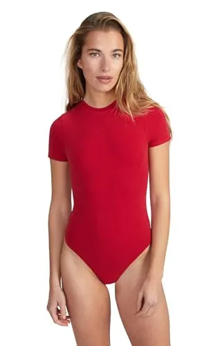 Style & Republic Kurzarm Body Damen aus Baumwolle, Samtig weich und Bequem Body-Shaper, Bodysuit mit Rundhalsausschnitt & Druckknopfverschluss, Wein, XL