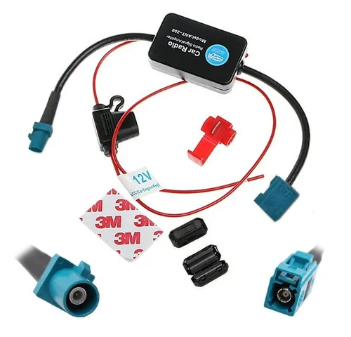 Bolwins A24 FM Autoradio Antennenverstärker Fakra Adapter Signalverstärker 12V Audioverstärker (Anzahl Kanäle: 1, 6 W, Antennenverstärker, AM/FM Signalverstärkung, Rauschunterdrückung)