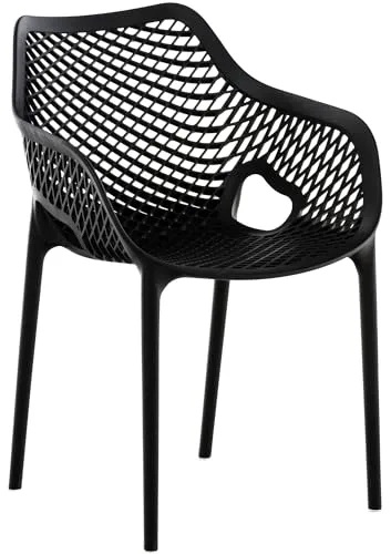CLP Stuhl Air XL I Stapelbarer Terrassenstuhl I Komfort Und Design I Ideal Für Garten und Balkon I UV Beständig Und Wetterfest, Farbe:schwarz