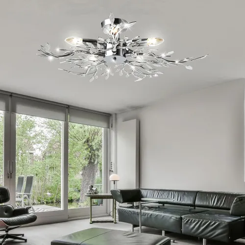 Globo Deckenleuchte 16 cm, Chrom - Elegante Deckenleuchte aus Metall und Kunststoff, ideal für die stimmungsvolle Beleuchtung von Esstischen und Wohnräumen.