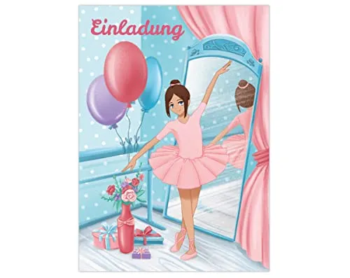 Junapack 12 Einladungskarten zum Kindergeburtstag Mädchen Ballerina