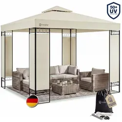 Casaria Pavillon Lorca 3x3m - Robuster Gartenpavillon mit UV-Schutz 50+, wasserabweisender Bespannung und stabiler Metallkonstruktion für optimale Sicherheit und Stil im Garten.