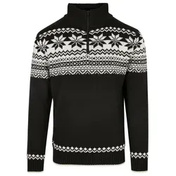 Brandit Norwegian Troyer - Schwarz, Größe S - Pullover für Herren im skandinavischen Design, zeitloser und warmer Strickpullover mit charakteristischem Fair-Isle Muster und hohem Kragen mit Reißverschluss.