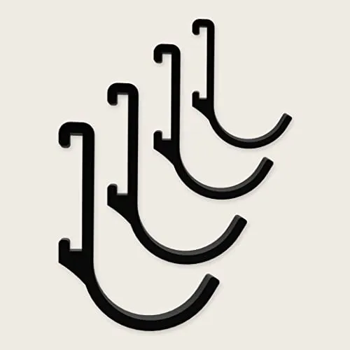 Designfabrik Hamburg | Hakenleiste Küchenleiste selbstklebend Küche Hängeleiste Stange für Küchenutensilien | Küchenhalterung ohne bohren | 4x Zusatzhaken Schwarz