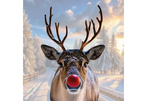 younikat Fensterdekoration Younikat Fensterbild Rentier I Rudolf mit roter Nase I Weihnachten