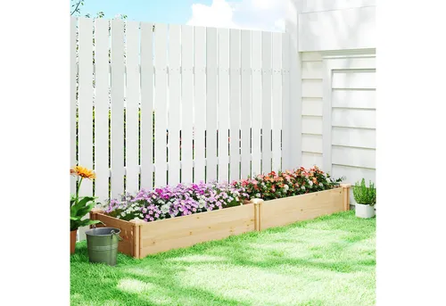 Hochbeet Holz mit Trennwand – Ideal für Ihren Garten - Rechteckiges Hochbeet aus Tannenholz mit offener Bodenstruktur. Perfekt für Blumen, Gemüse und Kräuter. Einfache Montage und individuelle Gestaltungsmöglichkeiten.