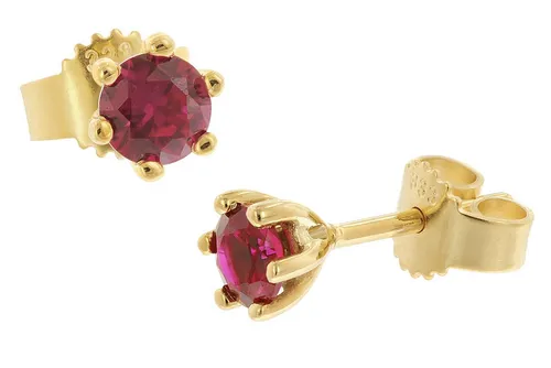 trendor Paar Ohrstecker Gold 333 mit synthetischem Rotem Korund - Elegante Ohrstecker aus 8-karätigem Gold 333 mit funkelndem, rubinfarbenem Korund, ideal für besondere Anlässe und jeden Tag.