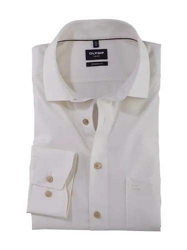 OLYMP Herren Businesshemd Langarm Luxor - Hellbeige, modern fit - Herrenhemden mit elegantem Global Kent Kragen und pflegeleichter Qualität, ideal für Business und Freizeit.