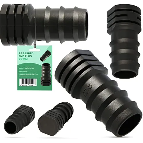 PE-Rohr Endkappe 25mm Endstück Steckverbinder Garten Bewässerung Endstopfen Stecker Verschluss für Tropfschlauch Perlschlauch Schläuche Wasserrohr Verbinder Garten Wasserleitung Stecksystem
