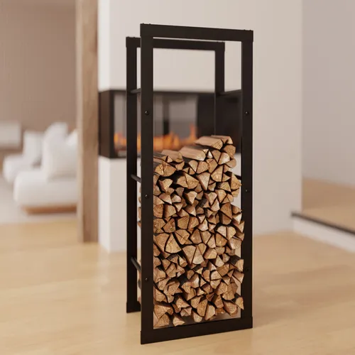 Kaminholzregal 40x100x25cm - Robustes Feuerholzregal aus Stahl - Kaminholzregale: Stabiles und elegantes Regal aus pulverbeschichtetem Stahl, ideal für die sichere Aufbewahrung von Brennholz im Innen- und Außenbereich.