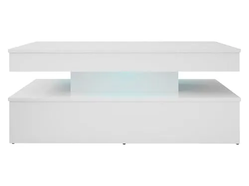 MIRJAN24 Couchtisch 120 Glossa 01 mit blauer LED-Beleuchtung - Moderner Couchtisch 120x55x50 cm in Weiß Hochglanz, mit stimmungsvoller blauer LED-Beleuchtung für ein einzigartiges Ambiente im Wohnzimmer.